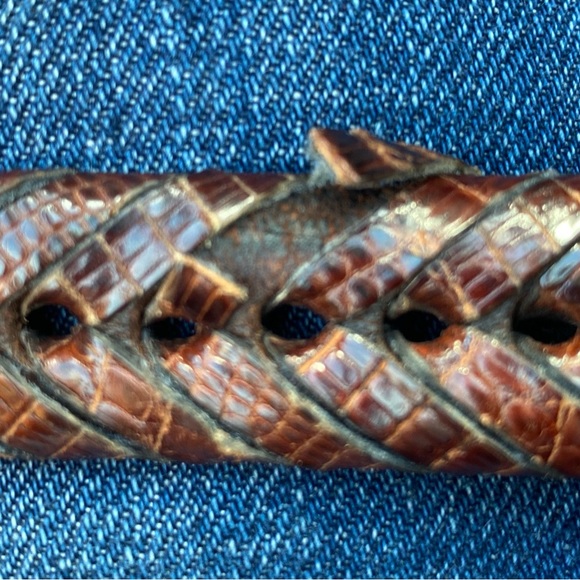 MEZLAN "AO2794" Brown All-Over Genuine Lizard Belt - Picture 9 of 11